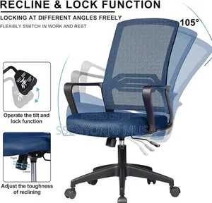 Office Chair With Mesh Backrest - Adjustable Height, Swivel
