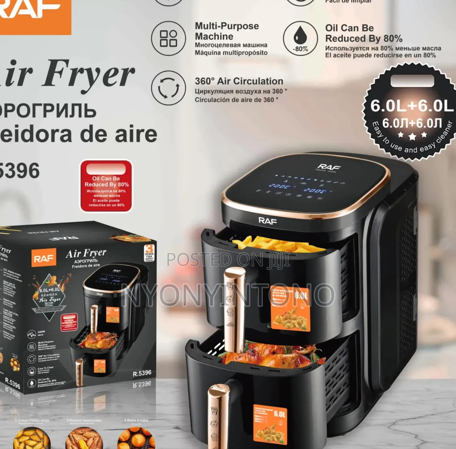 Raf 6l + 6l Double Digital Air Fryer R5396