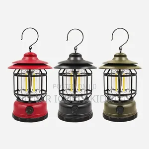 Vintage Retro Rechargeable Led Camping Lamp With Cage Hook