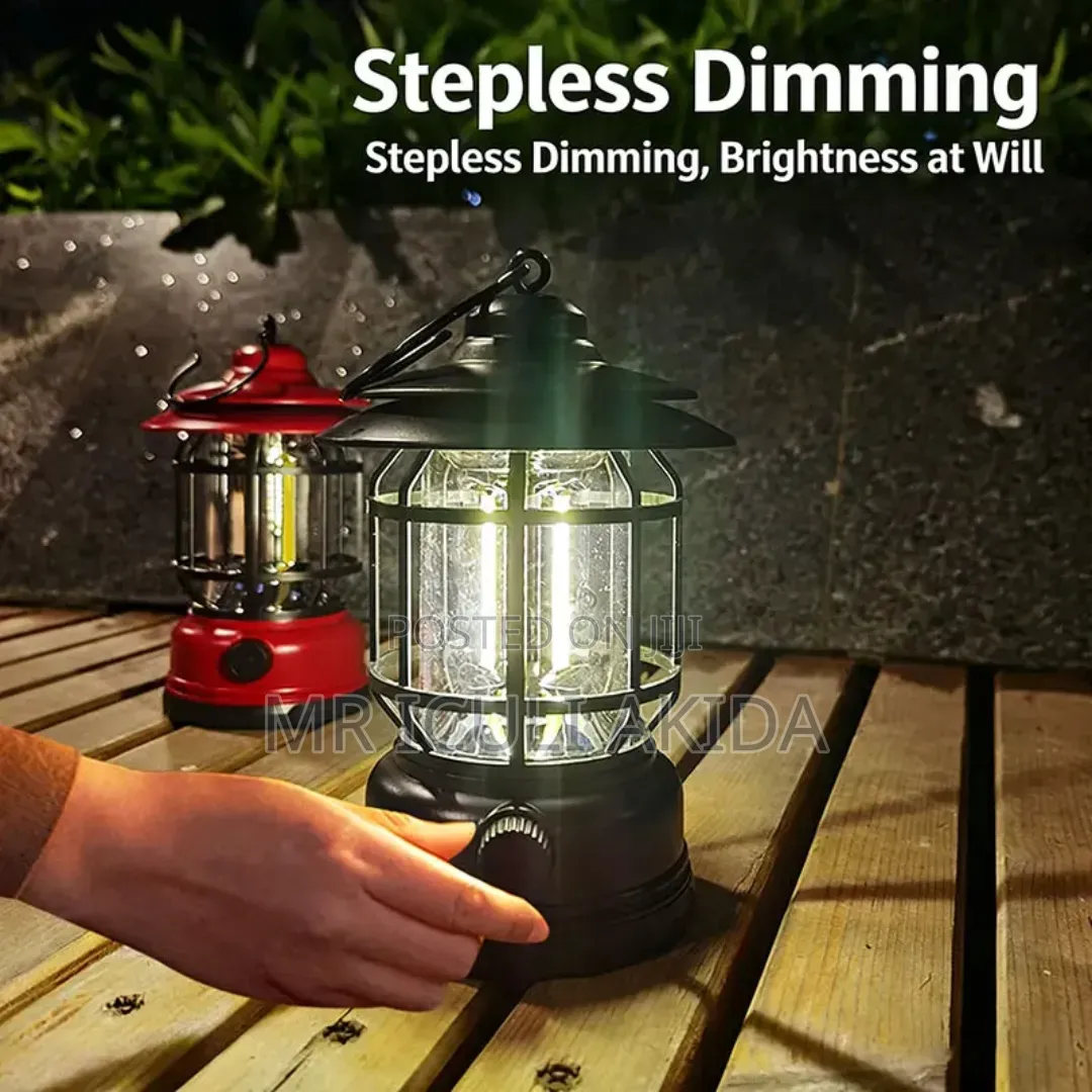 Vintage Retro Rechargeable Led Camping Lamp With Cage Hook