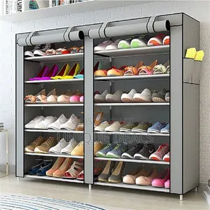 Rack,Double Rows 9 Lattices Large Free Standing Shoe Racks