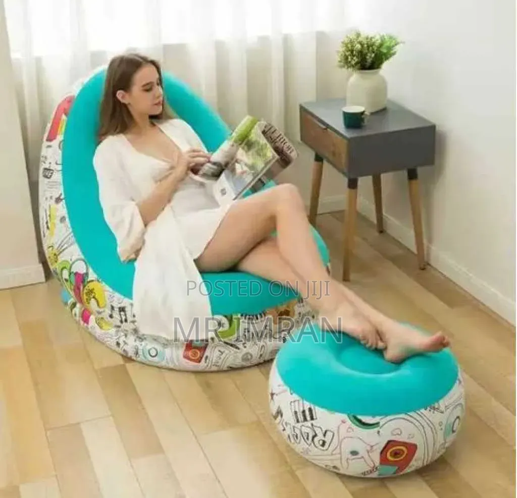 Graffiti-Patterned Inflatable Lazy Sofa Chair Set