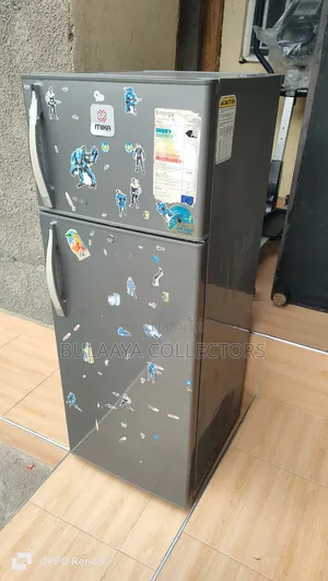 Mika Brand Silver Double-Door Top-Mount Refrigerator.