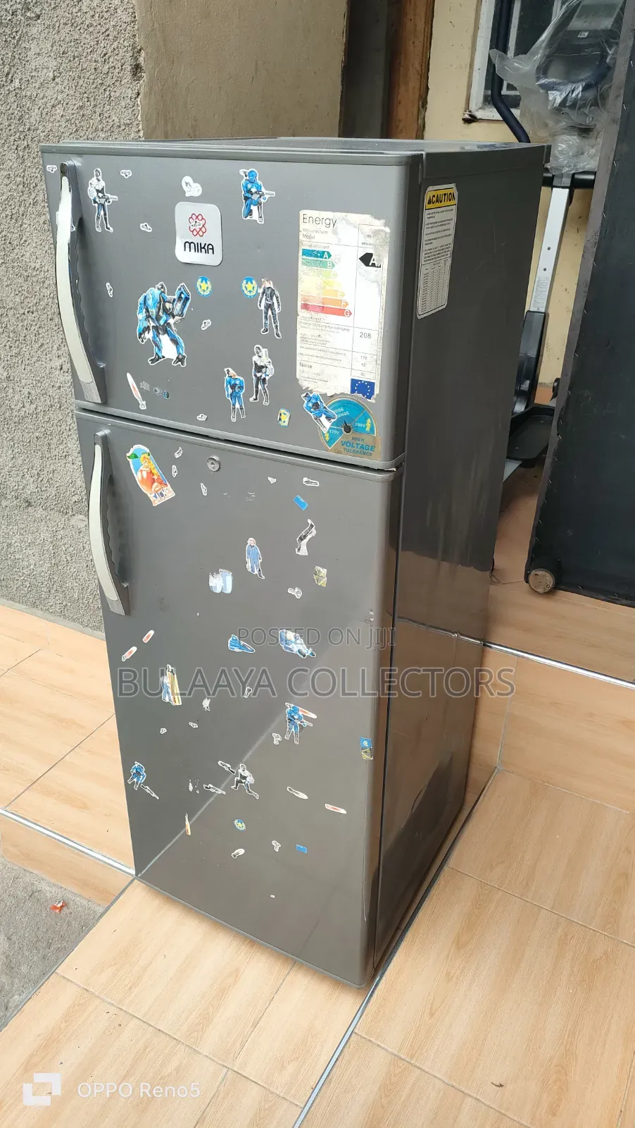 Mika Brand Silver Double-Door Top-Mount Refrigerator.