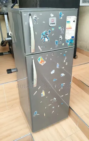 Mika Brand Silver Double-Door Top-Mount Refrigerator.
