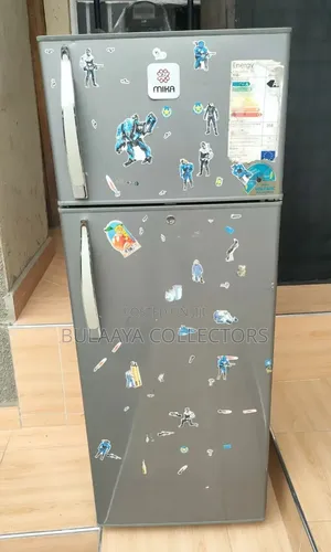 Mika Brand Silver Double-Door Top-Mount Refrigerator.