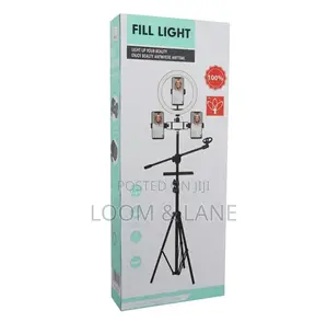 Ringlight With Stand and Microphone Stand Set Up