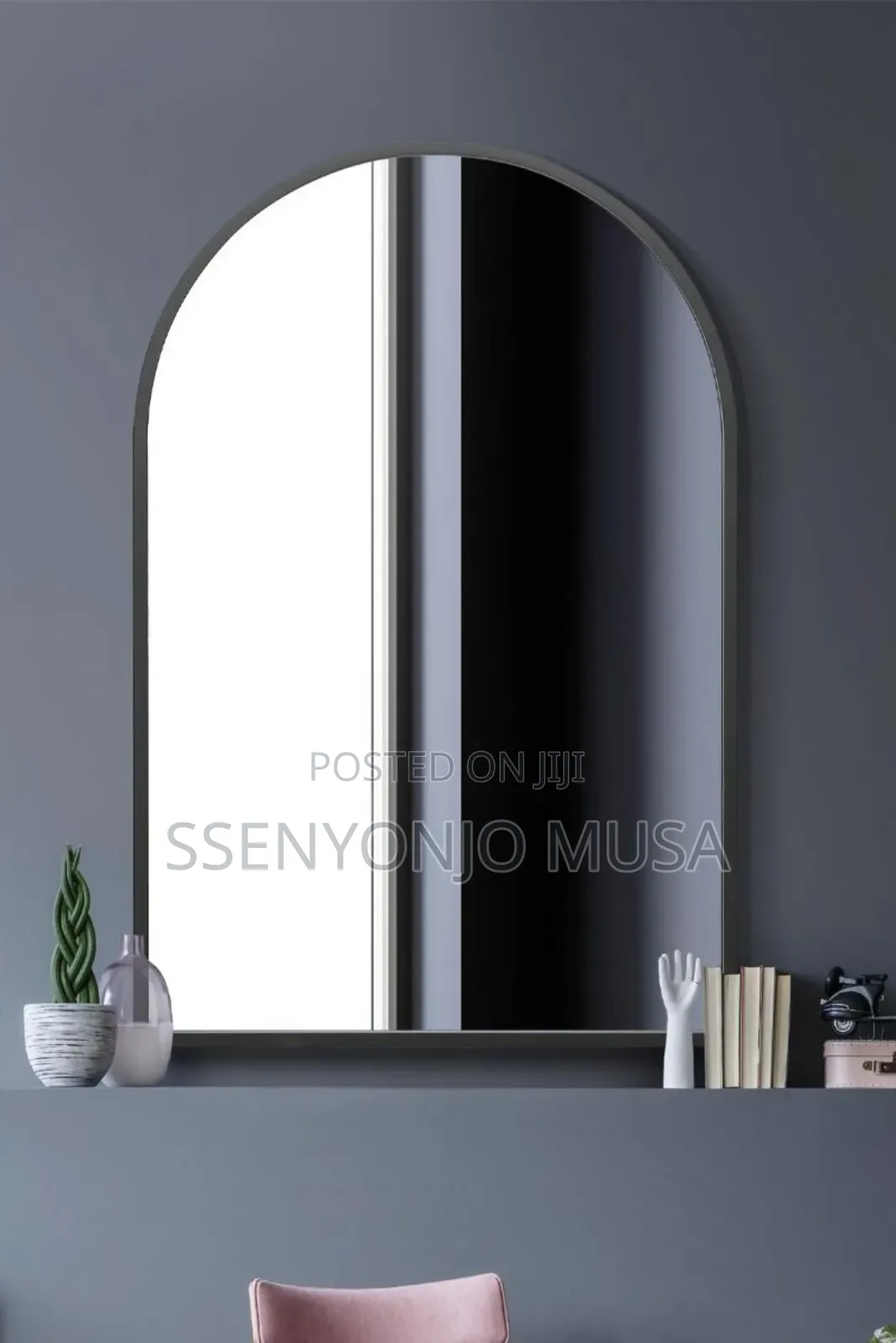 Wall Mounted XXL Arch Full-Length Mirror 180x110cm – Black Frame