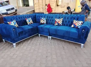 Blue Chesterfield 7 Seater L.Sofa