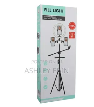 Ringlight With Stand and Microphone Stand Set Up