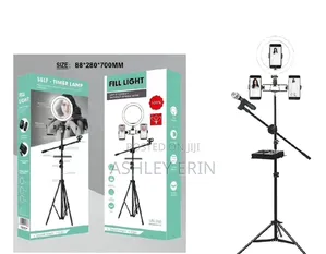 Ringlight With Stand and Microphone Stand Set Up