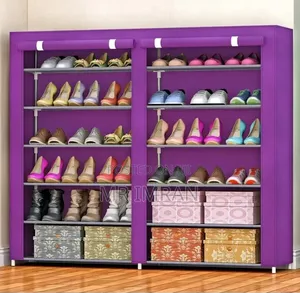 Double Row, 6-Layer Portable Shoe Rack Cabinet