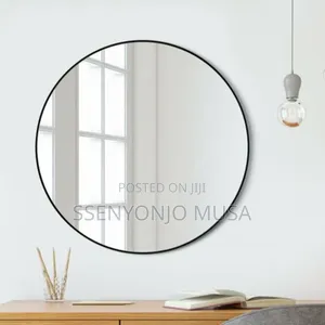 Modern Hd Wall Mounted Round Mirror 100×100cm – Black Frame