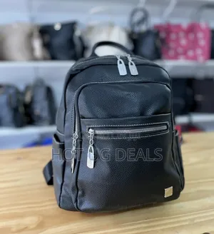 Ladies Leather Backpack Bag - Black