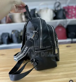 Ladies Leather Backpack Bag - Black