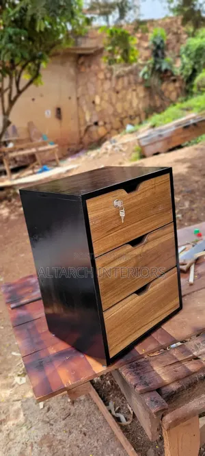 Black and Brown Bedside Drawer With 3 Drawers