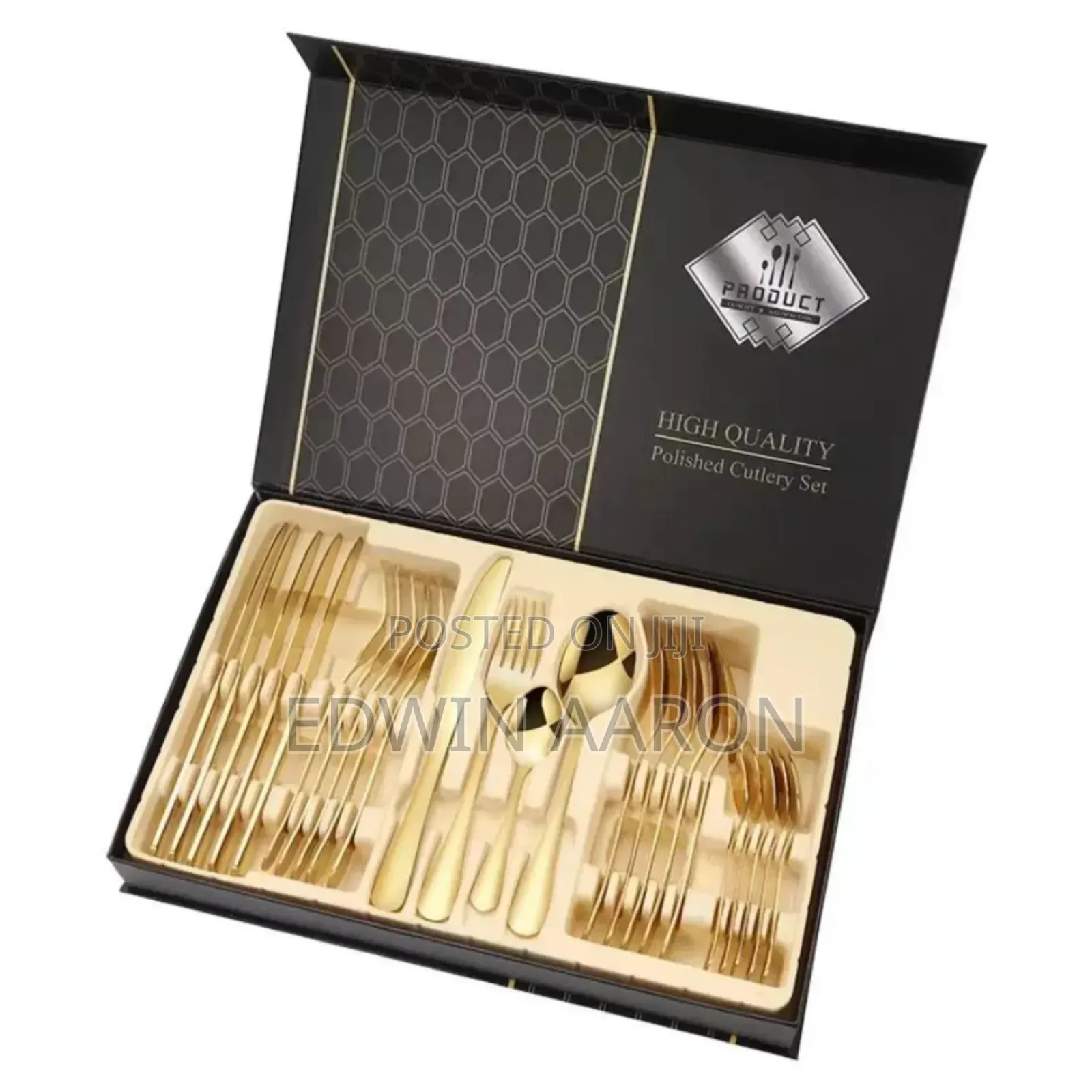 36pcs Premium Steel Gold Finish Cutlery Set