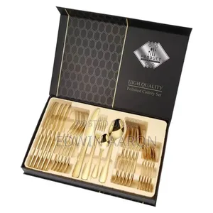 36pcs Premium Steel Gold Finish Cutlery Set