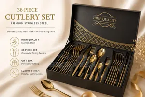 36pcs Premium Steel Gold Finish Cutlery Set