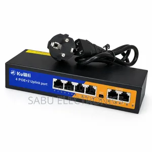 Kuwfi 6-Port Poe Switch (4 Poe + 2 Uplink) – 60w Built-in Power Supply
