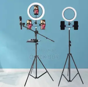 Ringlight With Stand and Microphone Stand Set Up