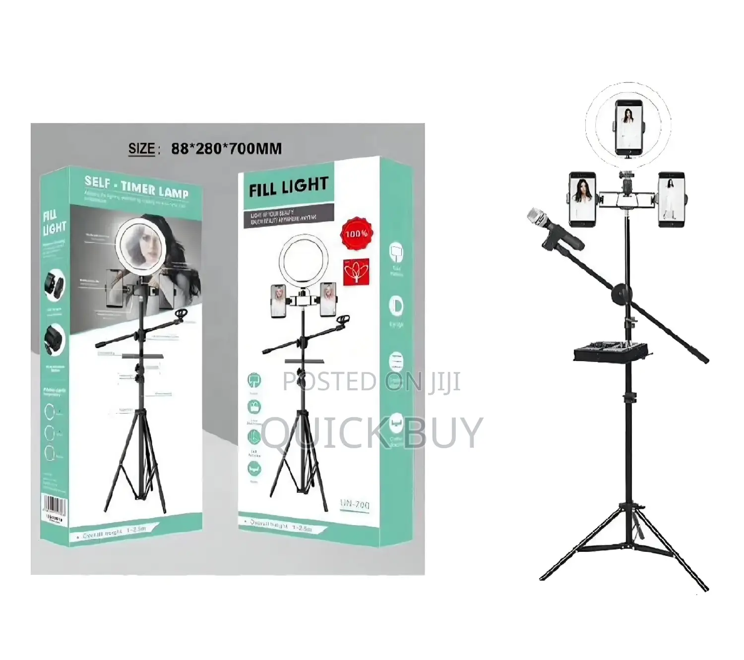 Ringlight With Stand and Microphone Stand Set Up