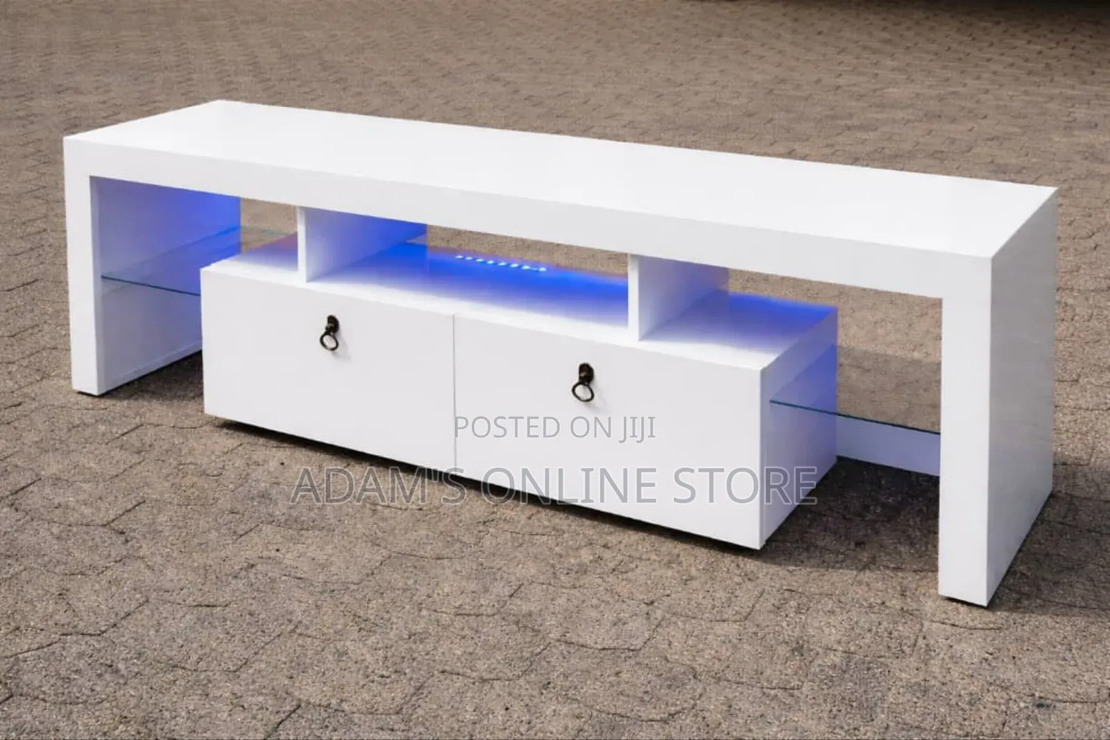 6ft Tv Stand Unit White With Led Lights