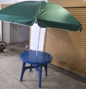 Outdoor Plastic Table and Umbrella