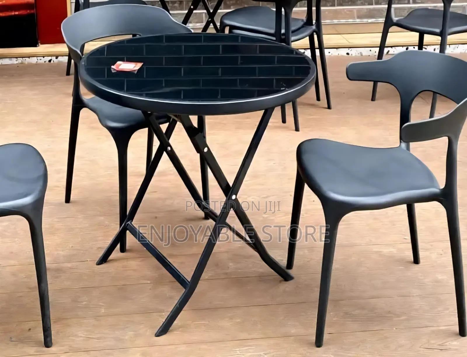 2pcs Dining Plastic Chairs and Foldable Table