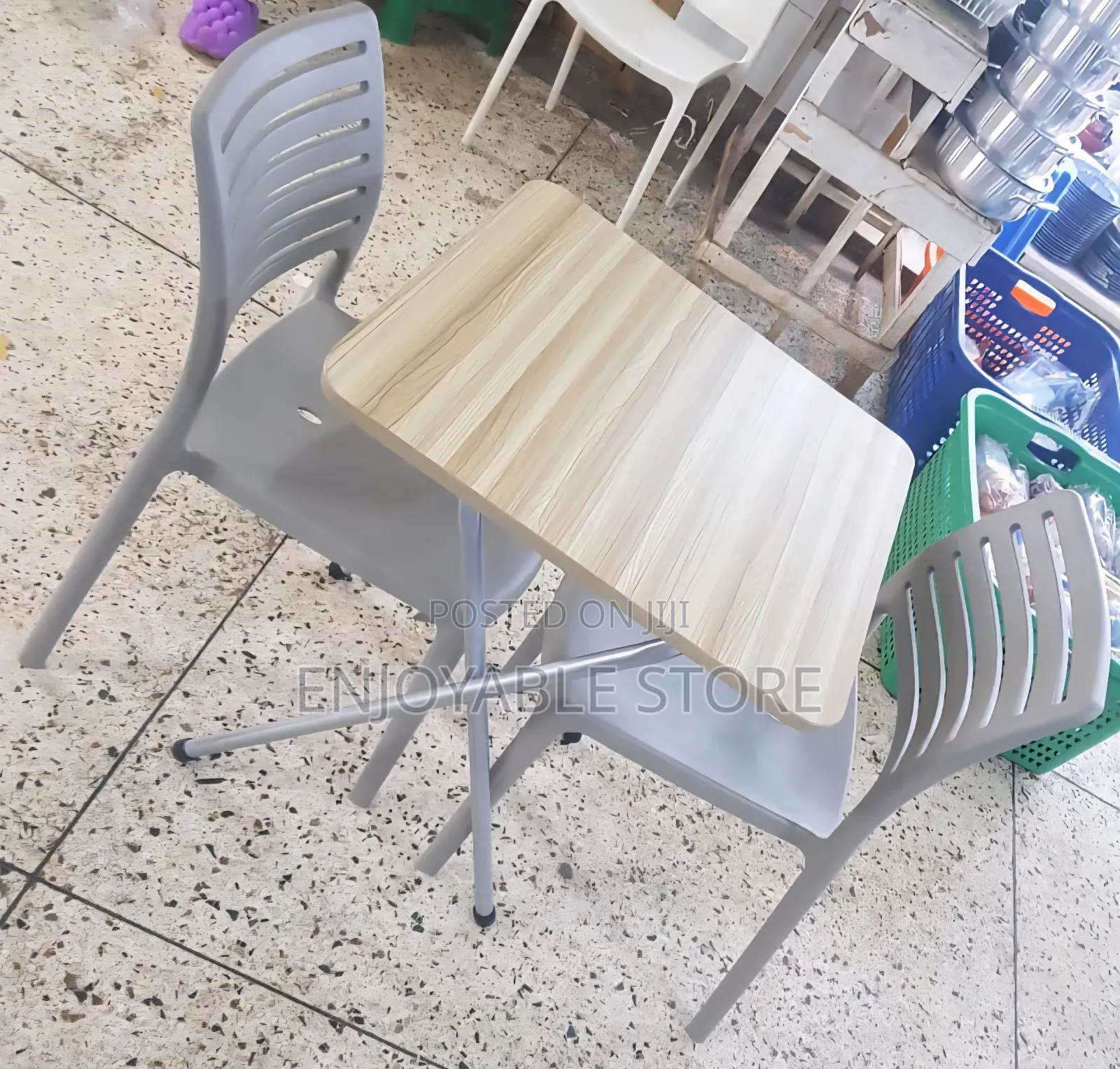 Cocktail Foldable Wooden Table and 2 Plastic Chairs
