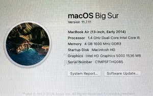 Laptop Apple MacBook Air 4GB Intel Core 5 SSD 128GB