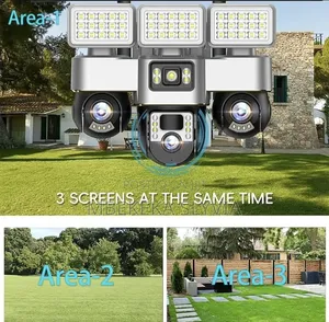 3 Lens Solar PTZ Camera System/360-Degree Outdoor Smart CCTV