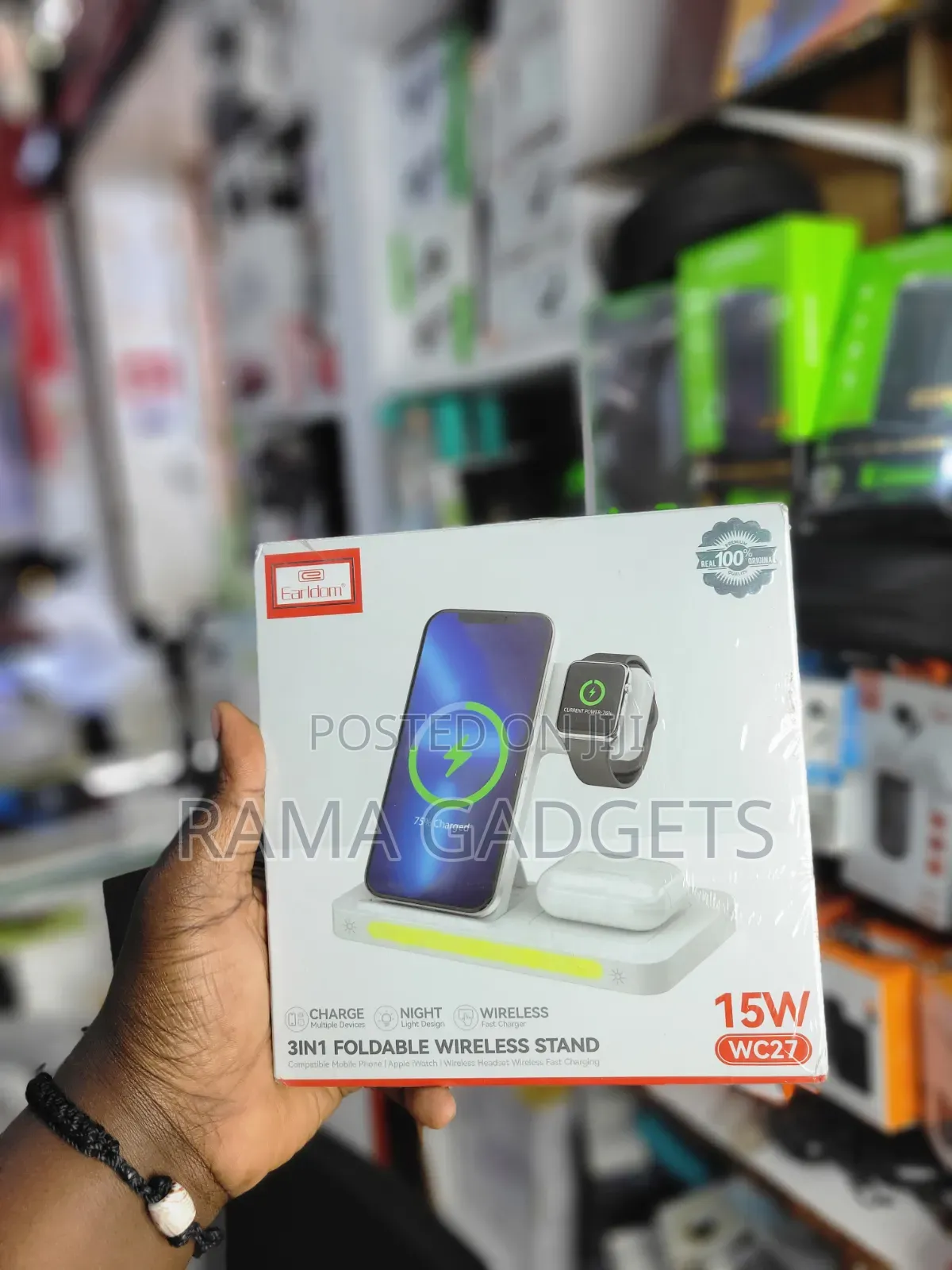 Earldom Wc27 3-in-1 Foldable Wireless Charging Stand.
