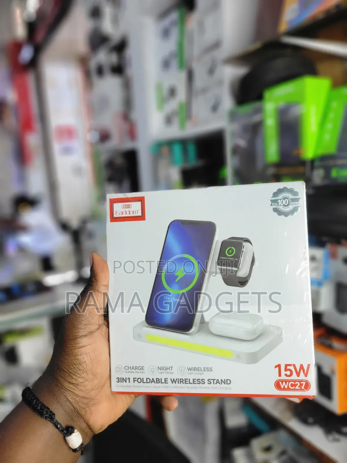 Earldom Wc27 3-in-1 Foldable Wireless Charging Stand.