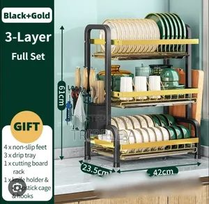 3 - Tier Stainless Steel Dish Racks Drain Board Utensil Holder