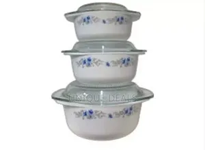 3 PCS Casserole Opal Serving Dish Set Rose Print