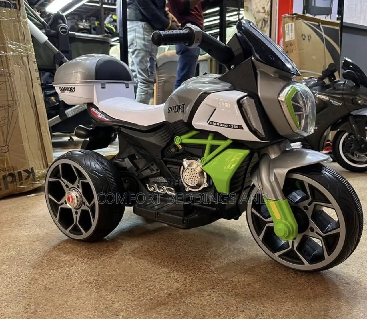 Container Rechargeable Motorcycle Green 1 to 7 Years