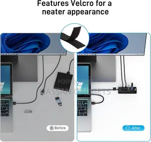 4 Port Usb 3.0 Hub 5ft/1.5m Cable With 5 GBPS Speed Usb-C Power Supply