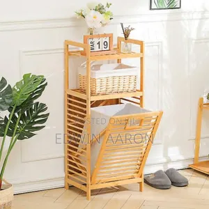 Bamboo Laundry Hamper With Shelves