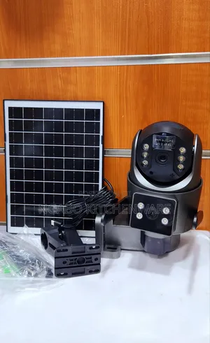 Dual-Lens Solar-Powered Security Camera System.