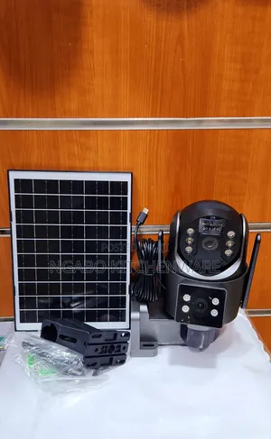 Dual-Lens Solar-Powered Security Camera System.