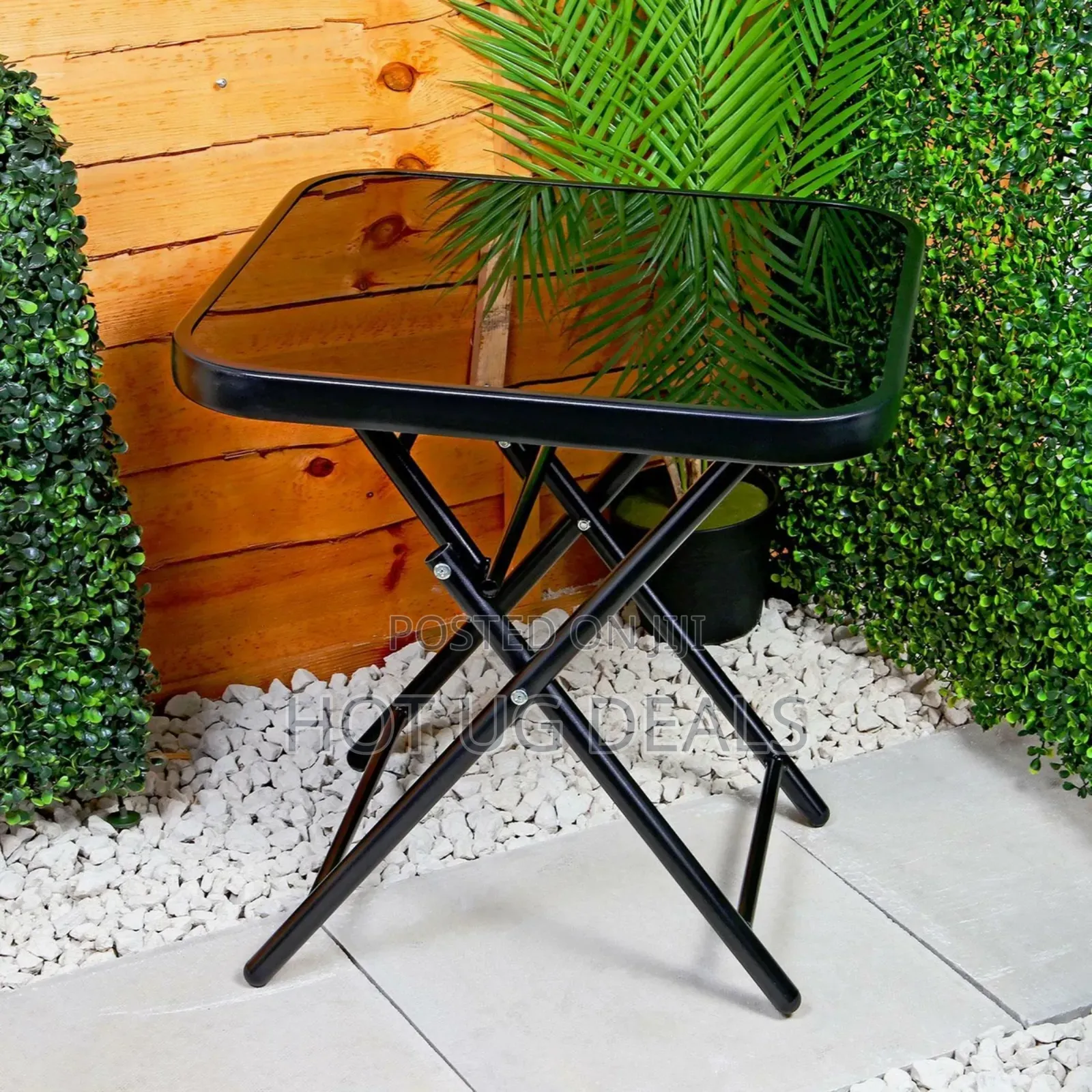 Folding Drinks Side Table, Foldable Coffee Table - Black