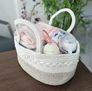 A Multifunctional Woven Diaper Caddy Organizer