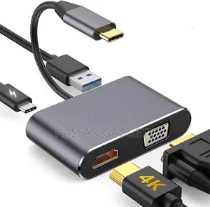 4-in-1 Usb C Hub Adapter With Hdmi, 1080p Vga, Usb 3.0, and Pd