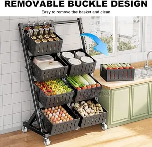 Kitchen Snack Cart With Wheels, Kitchen Storage Basket