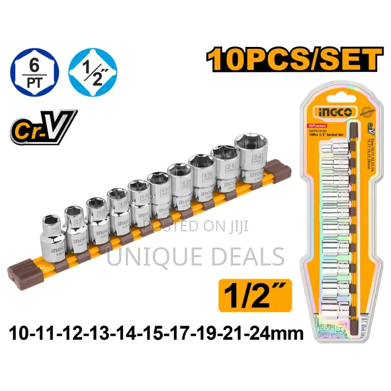 Industrial 10 PCS 1/2-Inch Socket Set Hkts12103 Ing