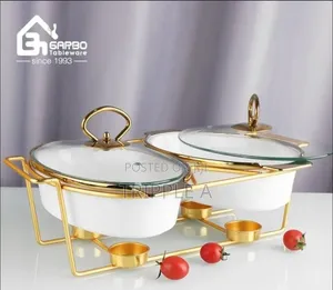 Ceramic Chafing Dishes With A Golden Stand