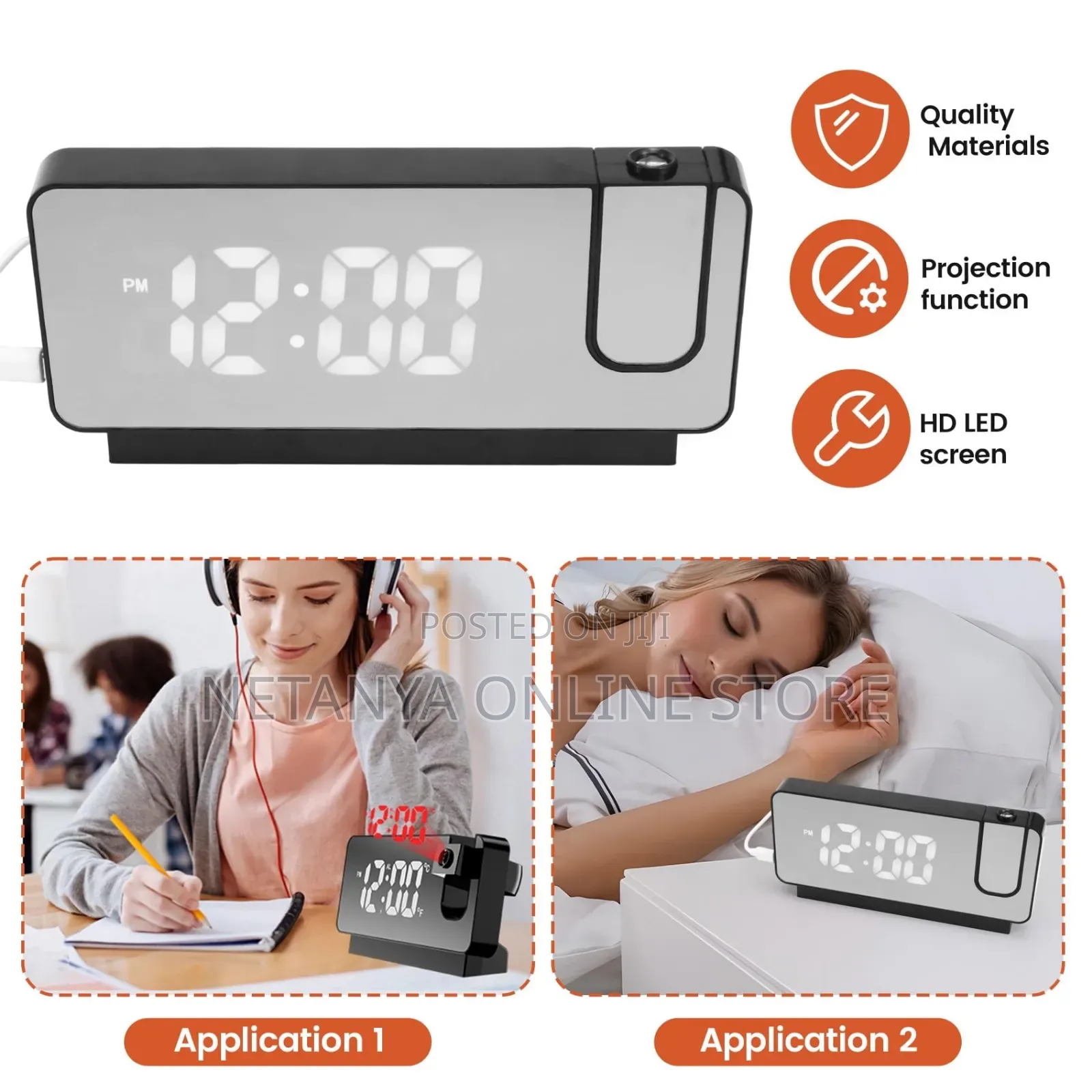 Led Digital Alarm Clock With Projection