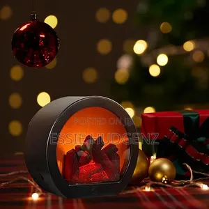 Decorative Led Fireplace Lantern With A Simulation Log Flame Effect.