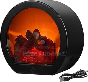 Decorative Led Fireplace Lantern With A Simulation Log Flame Effect.
